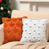 Halloween Ghost Pumpkin 3D Plush Knitted Throw Pillow Cover