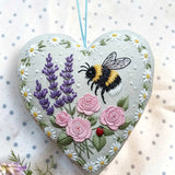 Heart Embroidery Kit - Bee Lavender And Rose | Gentle Diy | Heartwarming Present Idea