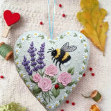 Heart Embroidery Kit - Bee Lavender And Rose | Gentle Diy | Heartwarming Present Idea