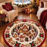 Christmas Ginger Village Quilted Round Mat
