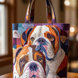 Valentine's Day Bulldog Quilted Tote Bag