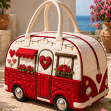 Heart-Shaped Camper Van Quilted Duffle Bag