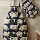 Black Sheep Quilted Apron Set (2-Piece) – Padded Apron + Heat-Resistant Oven Mitts