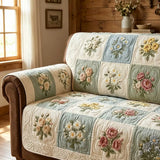 Cottage Rose Daisy Patchwork Quilted Sofa Cover