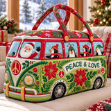 Christmas Camper Van Santa Penguin Quilted Duffle Bag