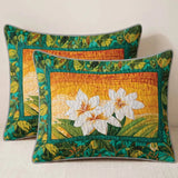 Tropical Plumeria Floral Patchwork Quilted 3‑Piece Bedding Set