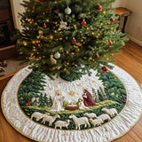 Blessed Manger Christmas Quilted Tree Skirt