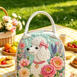 Floral Poodle Quilted Lunch Bag