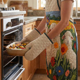 Sheep Quilted Apron Set (2-Piece) – Padded Apron + Heat-Resistant Oven Mitts
