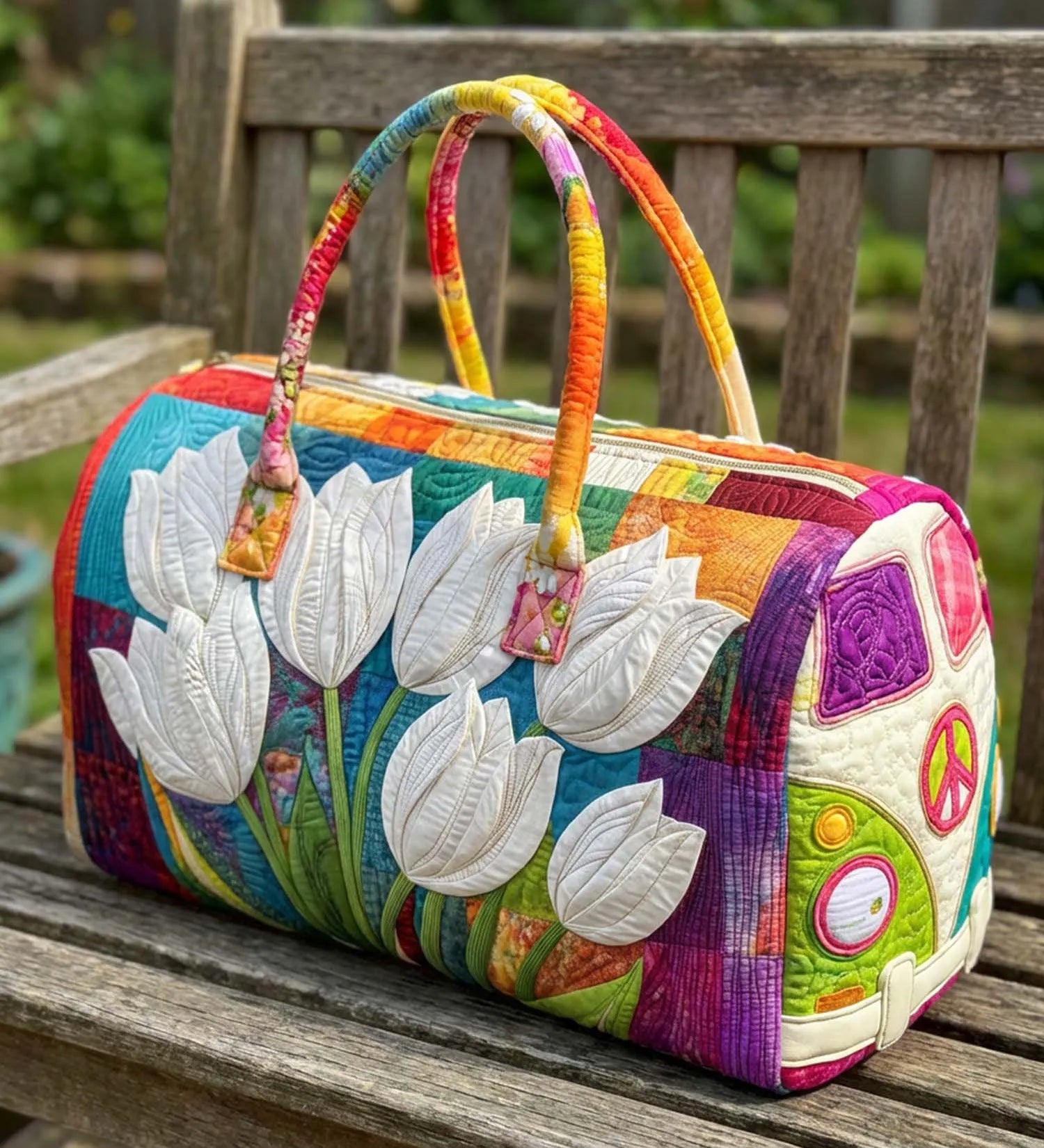 Tulips Van Quilted Duffle Bag