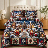 Christmas Village Glow 3-Piece Quilted Bedding Set
