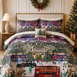 London Christmas Village Quilted 3-Piece Bedding Set