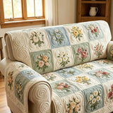 Cottage Rose Daisy Patchwork Quilted Sofa Cover