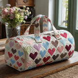 Heart-Patterned Quilted Travel Bag