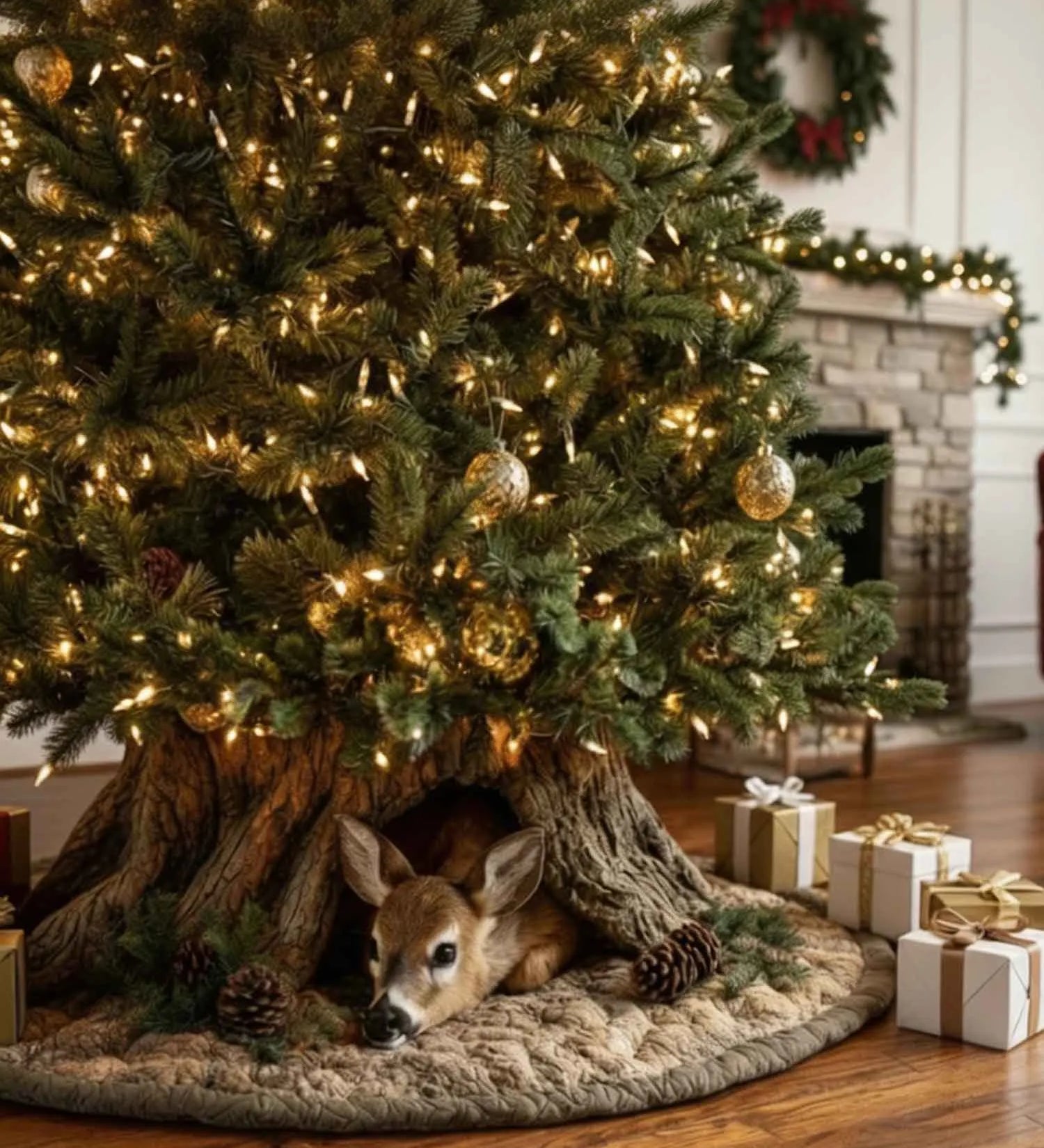 Deer Quilted Tree Skirt