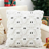 Halloween Ghost Pumpkin 3D Plush Knitted Throw Pillow Cover