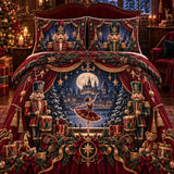 Vintage Nutcracker Ballet Moonlit Castle Ornate Quilted 3-Piece Bedding Set