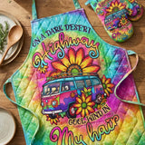 Hippie Van Quilted Apron Set (2-Piece) – Padded Apron + Heat-Resistant Oven Mitts