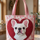 Valentine's Day Bulldog Quilted Tote Bag
