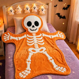 Halloween Skeleton Shape Flannel Plush Throw Blanket
