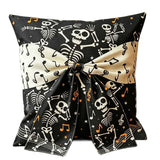 Halloween Dancing Skeleton Musical Note Bow Decorative Throw Pillow Cover