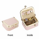 Genuine Leather Mini Coin Purse-Solid Color Kiss Lock Change Pouch