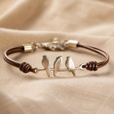 Bird Branch Leather Bracelet