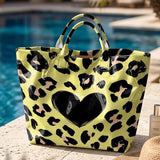 Leopard Print And Hearts PVC Tote Bag