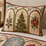 Christmas Chapel Window Quilted 3-Piece Bedding Set