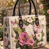 Flower Quilted Leather Strap Bible Handbag