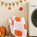 Halloween Fall Pumpkin Flannel Sherpa Pattern Throw Blanket
