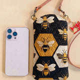 Honeycomb Bumble Bee Quilted Slim Phone Crossbody Bag