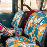 Hippie Love Peace Quilted Car Seat Protector
