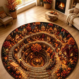 Autumn Pumpkin Village Spiral Quilted Round Mat