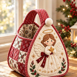Cute Angel Holding Star Applique Xmas Present Carry Tote Quilted Christmas Basket
