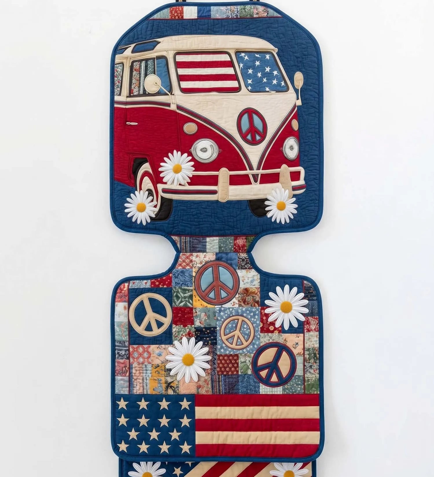Hippie Flag And Peace Quilted Car Seat Protector