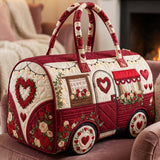 Heart Rose Camper Van Quilted Duffle Bag