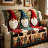 Christmas Gnome Trio Quilted Sofa Cover