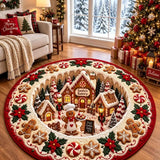 Christmas Ginger Village Quilted Round Mat