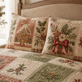 Gingerbread Christmas Patchwork Quilted 3-Piece Bedding Set