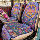 Flower And Peace Quilted Car Seat Protector