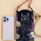 Cute Cat Quilted Slim Phone Crossbody Bag