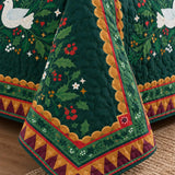 Folk Art Angel Christmas Tree Quilted 3-Piece Bedding Set