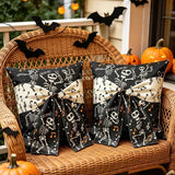 Halloween Dancing Skeleton Musical Note Bow Decorative Throw Pillow Cover