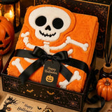 Halloween Skeleton Shape Flannel Plush Throw Blanket