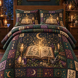 Herbal Witch Spell Book 3-Piece Quilted Bedding Set