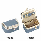 Genuine Leather Mini Coin Purse-Solid Color Kiss Lock Change Pouch