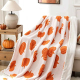 Halloween Fall Pumpkin Flannel Sherpa Pattern Throw Blanket