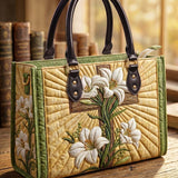 The Cross And The Lily Quilted Leather Strap Bible Handbag