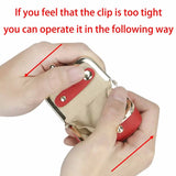 Genuine Leather Mini Coin Purse-Solid Color Kiss Lock Change Pouch